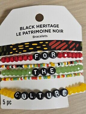 5 PC SET Rastafari Jamaica Reggae Bracelets BLACK HERITAGE